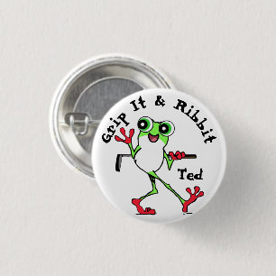 Golfing Grip It and Rip it Funny Frog Personlig Knapp