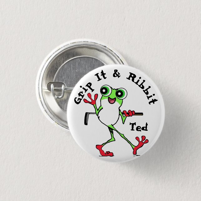 Golfing Grip It and Rip it Funny Frog Personlig Knapp (Framsida & baksida)