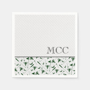 Golfing Grönt White Golf Boll Monogram Initialer Pappersservett