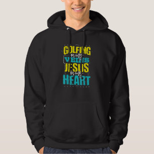 Golfing Humor i Veins Jesus i hjärta Golf Hoodie