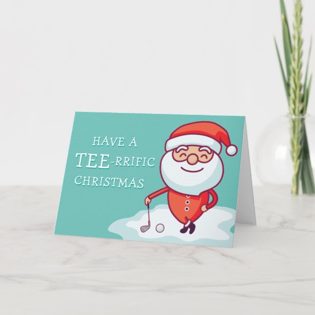 Golfing Jultomten Card Kort (Framsida)