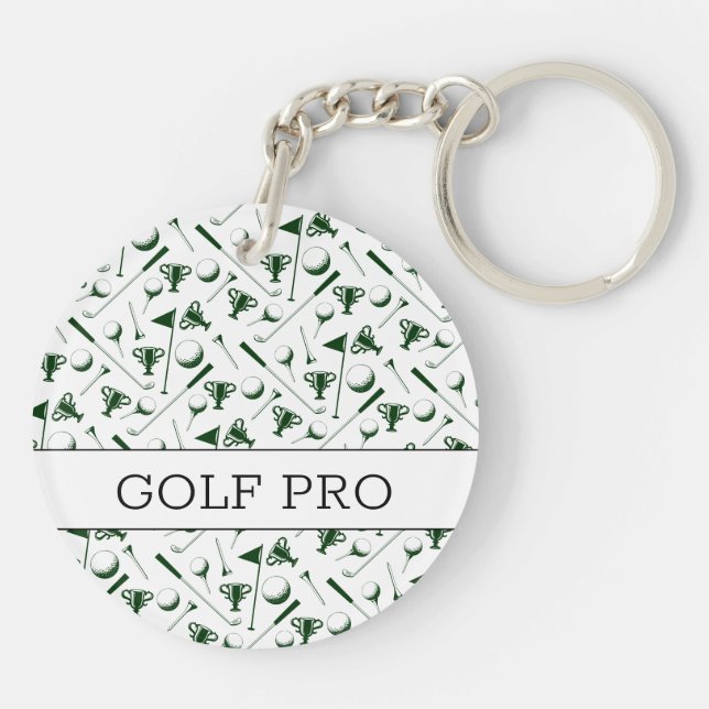 Golfing Mönster Golf Pro Nycklar, vit grönt svart (Baksidan)