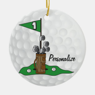 Golfing 🏌️ ♀️ på Grönten Anpassa Golf Julgransprydnad Keramik