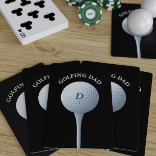 Golfing Pappa Teeing off Monogram Golfer's Black Casinokort