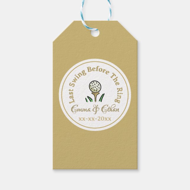 Golfing Party Helg White Guld före Bröllop Presentetikett (Framsidan)