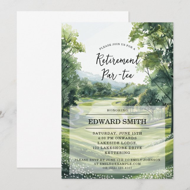 Golfing Pension Party-inbjudan Inbjudningar (Fram/baksida)