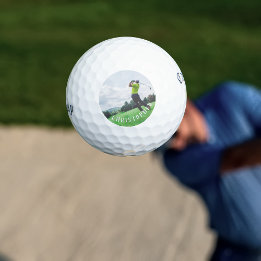 Golfing Photo Pappa Namn Monogram Golf Bollar
