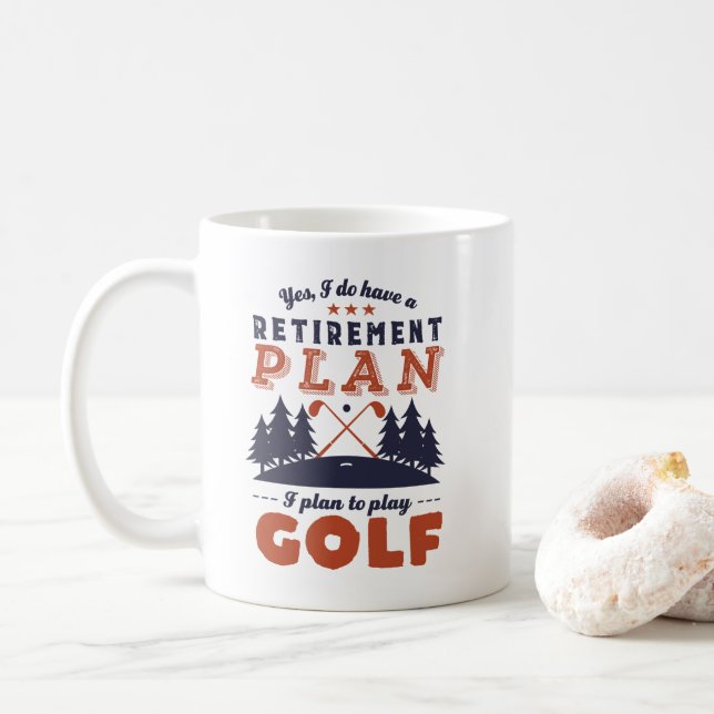 Golfing-plan för Pension från den finstilta Golfin Kaffemugg (Med munk)