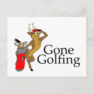 Golfing Reindeer Vykort