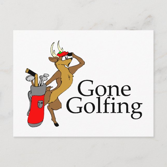 Golfing Reindeer Vykort (Framsida)