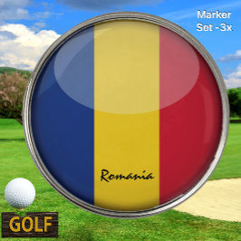 Golfing Rumänien & Rumänska Flagga /Golf Boll Mark