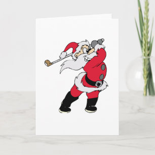 Golfing Santa Helgkort
