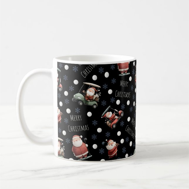 Golfing Santa on Black Kaffemugg (Vänster)