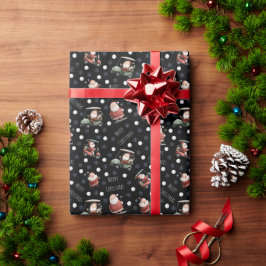 Golfing Santa on Black Presentpapper