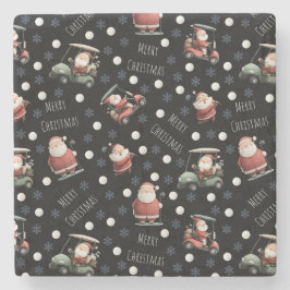 Golfing Santa on Black Stenunderlägg