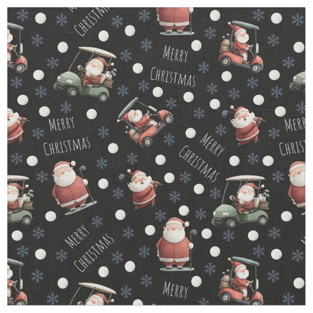 Golfing Santa on Black Tyg (Närbild)