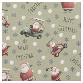 Golfing Santa on Khaki Brown Tyg