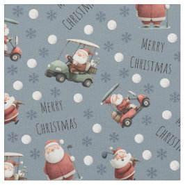 Golfing Santa on Light Slate Grått Tyg