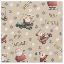Golfing Santa on Light Tan Tyg