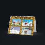 Golfing Santas Christmas Card Helgkort<br><div class="desc">Golf themed Christmas card with four colorful, unique scenes of Santa and friends and their golfing antics during the holiday season. Bring a joyful Christmas to someone this holiday season with this unique Christmas card.Order today for fast service and prompt delivery. Quanity discounts are always available.Thank You for shopping with...</div>