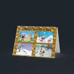 Golfing Santas Christmas Card Helgkort<br><div class="desc">Golf themed Christmas card with four colorful, unique scenes of Santa and friends and their golfing antics during the holiday season. Bring a joyful Christmas to someone this holiday season with this unique Christmas card.Order today for fast service and prompt delivery. Quanity discounts are always available.Thank You for shopping with...</div>