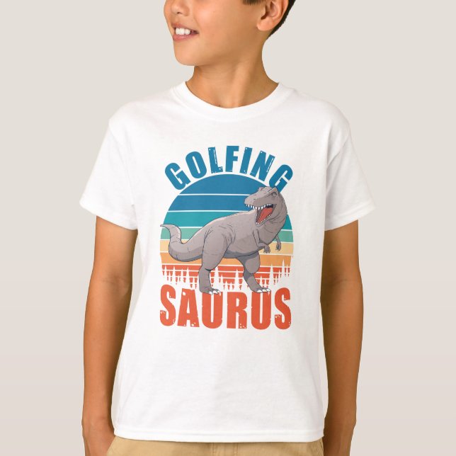 Golfing Saurus Funny T Rex Dinos Gift Shirt (Framsida)