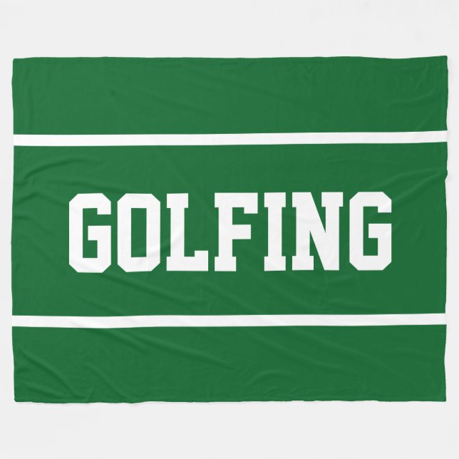 GOLFING Sporty White Text Stripes On Forest Green Fleecefilt (Framsidan (Horisontell))