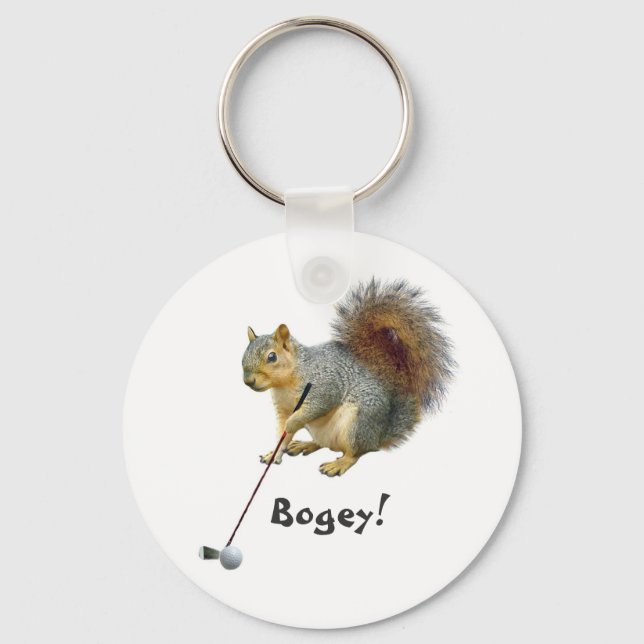 Golfing Squirrel Keychain Nyckelring (Framsida)
