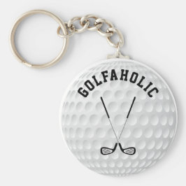 Golfing-text över klubbar anpassningsbar golf boll rund silverfärgad nyckelring