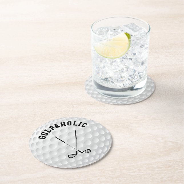 Golfing-text över klubbar anpassningsbar golf boll underlägg papper rund (Insitu)