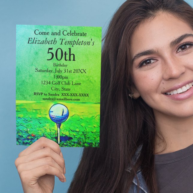 Golfing Theckes Women's 50:e Birthday Tee Av Inbjudningar (Skapare uppladdad)