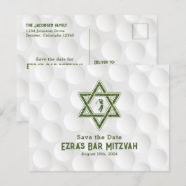 Golfing Theme Golf Pub Mitzvah Spara datumet Vykort
