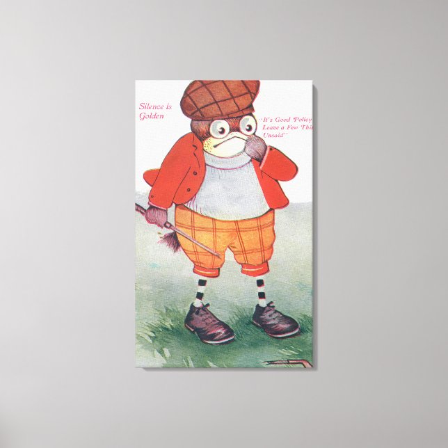 Golfing Uggla Noting Silence är Golden Canvastryck (Framsida)