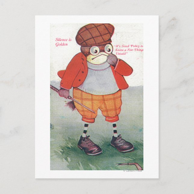 Golfing Uggla Noting Silence är Golden Vykort (Framsida)