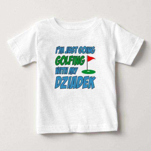 Golfing with Dziadek Poland Grandchild T Shirt (Framsida)