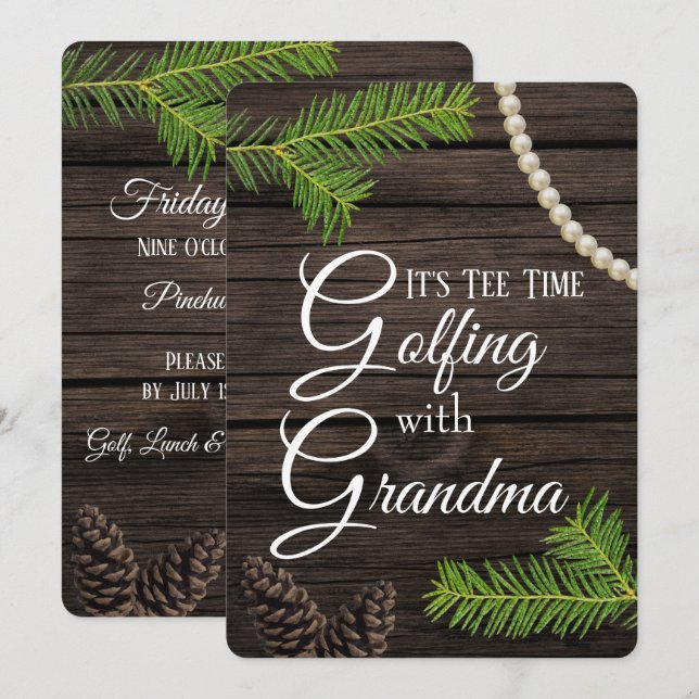 Golfing with Grandma-inbjudan Inbjudningar (Fram/baksida)