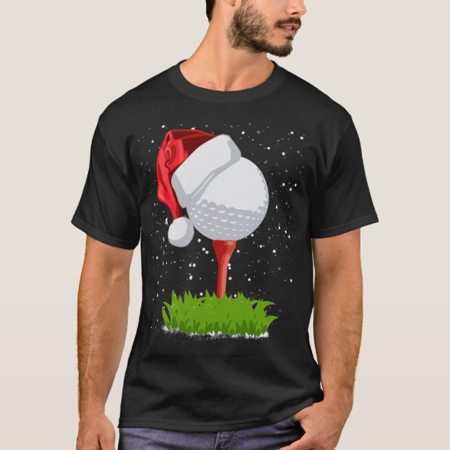 Golfingjultomten Hat Golf Boll-gåva till hob T Shirt (Framsida)