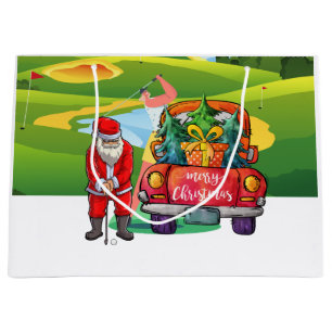 Golfjul Jultomten med rött lastbil på grönt