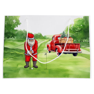 Golfjul Jultomten med rött lastbil på grönt