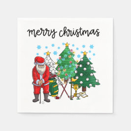 Golfjul Låt oss Par Tee med Jultomten Pappersservett