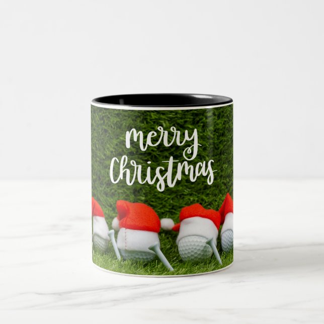 Golfjul med golf boll och julhatt Co Två-Tonad Mugg (Center)