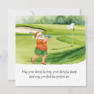 Golfjul med golfboll och tee med band julkort