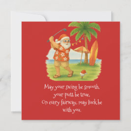 Golfjul med golfboll och tee med band julkort