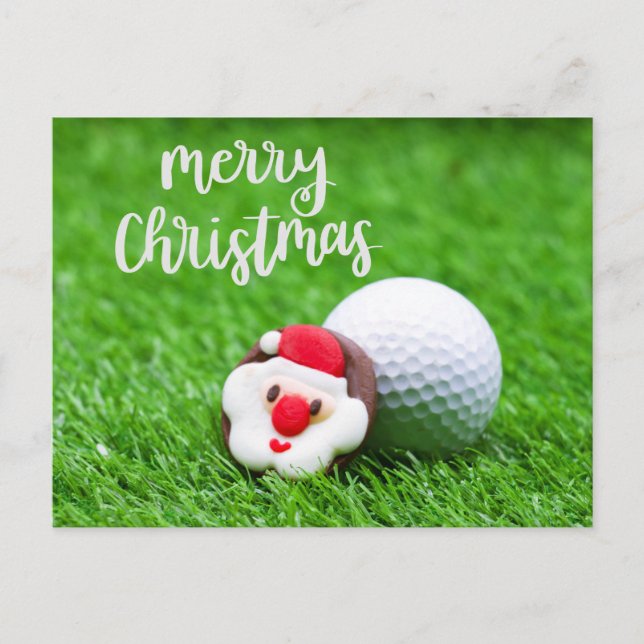 Golfjul med Jultomten för golfer Helg Vykort (Framsida)