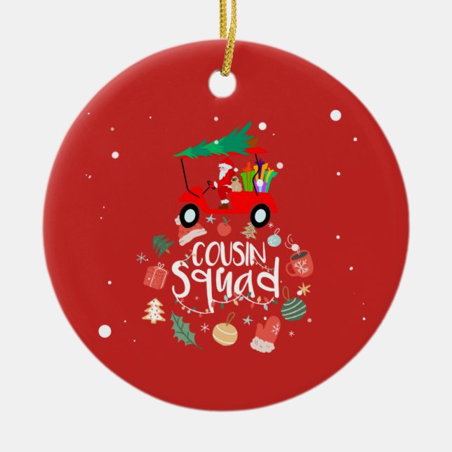 Golfjul med Jultomten för kusin Squad Julgransprydnad Keramik (Framsidan)
