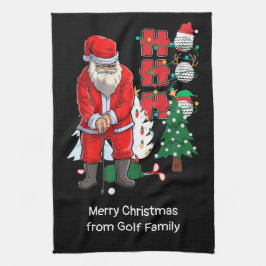 Golfjul med Jultomten golfing Kökshandduk