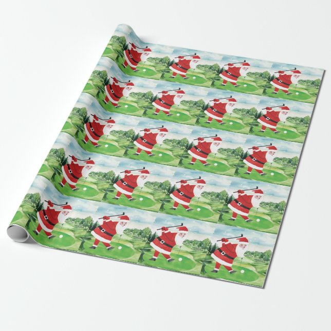 Golfjul med Jultomten golfing Presentpapper (Utrullad)