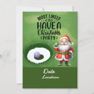 Golfjul med Jultomten party spara datum Inbjudningar