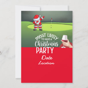 Golfjul med Jultomten party spara datum Inbjudningar