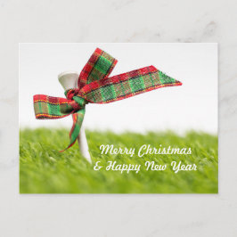 Golfjul och nyår med boll och gräs vykort